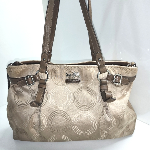 MADISON DOTTED OP ART CARRYALL (COACH F16366) - Picture 1 of 16